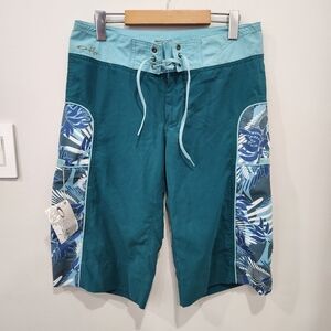Oakley Boardshorts Board Shorts Swimwear Beach Tropical Green Womens Size 6
